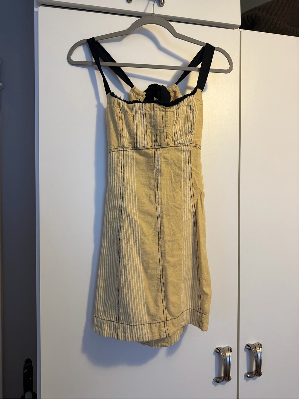 Free People Yellow Sundress with Black Straps